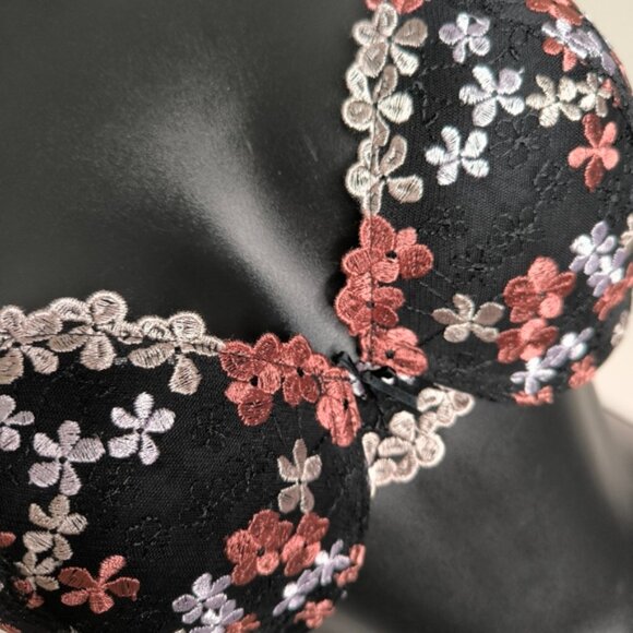 La Vie En Rose Lightly Lined Front Closure Demi Coquette Sexy Floral Bra 36B - Picture 3 of 6